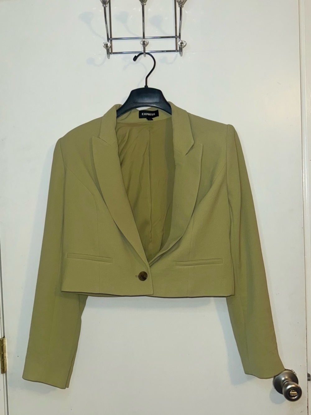 Express Cropped Blazer Jacket in Green- Medium